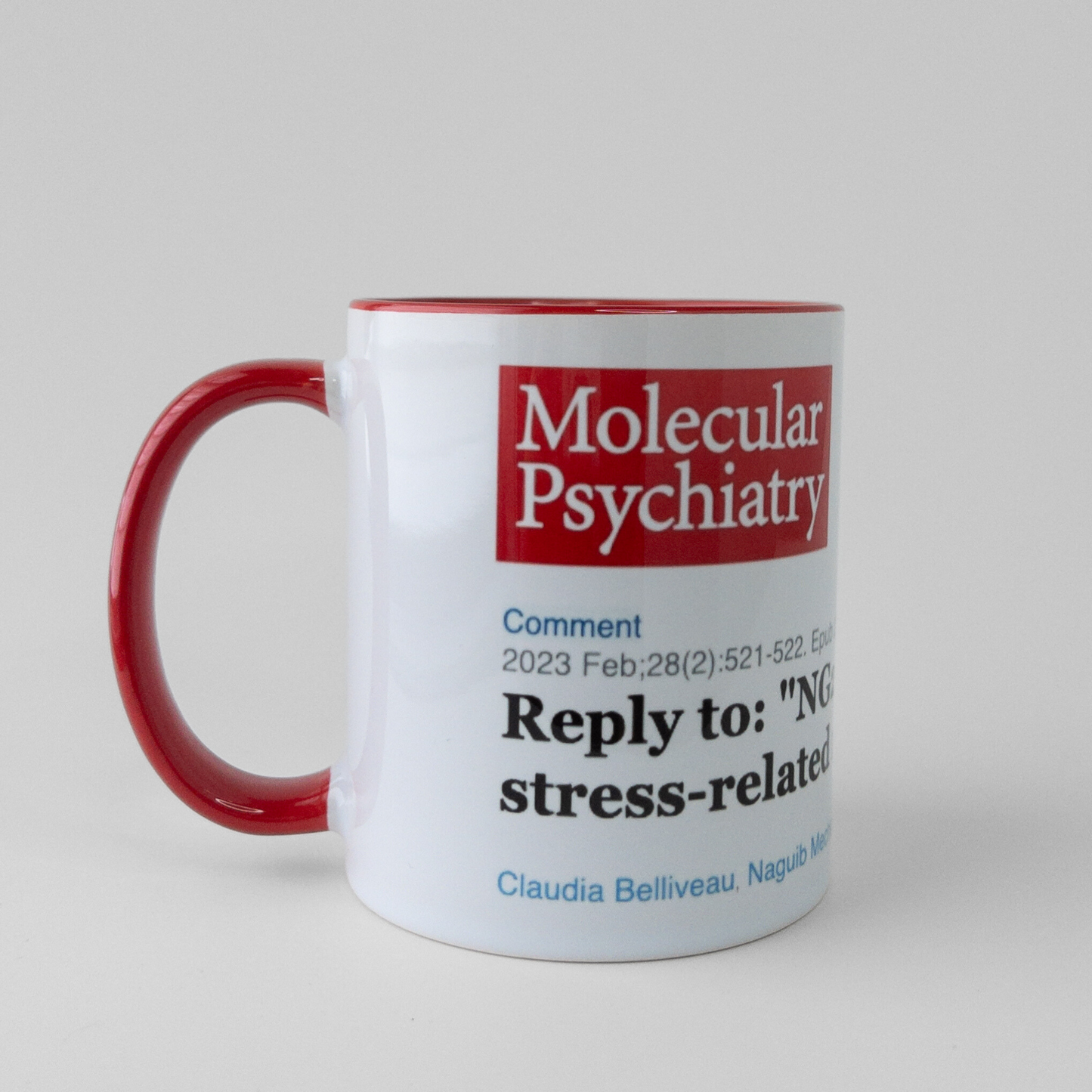 Classic Citation Mug (Red) featuring your published paper’s title, authors, and journal logo. Ideal for researchers and PhDs celebrating academic achievements