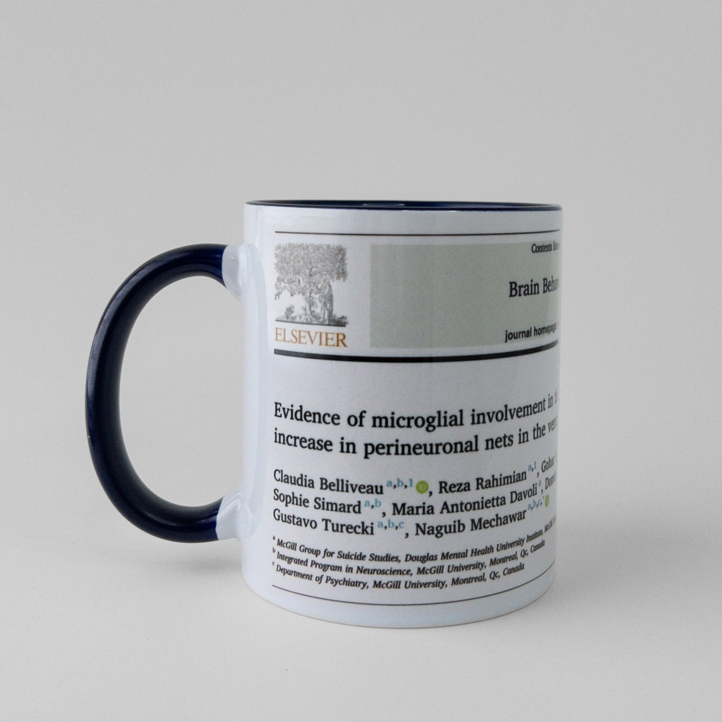 Celebrate your publication with a manuscript mug in dark blue