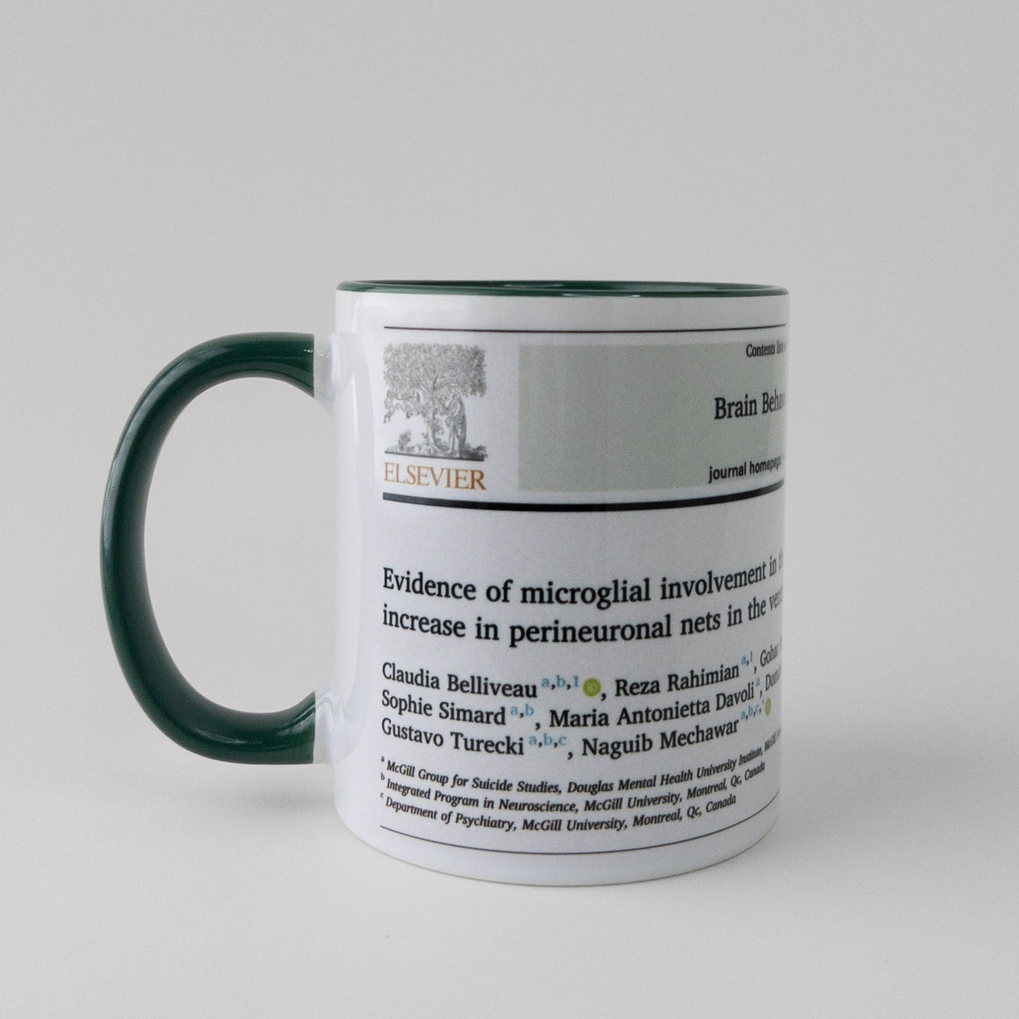 Celebrate your publication with a manuscript mug in dark green
