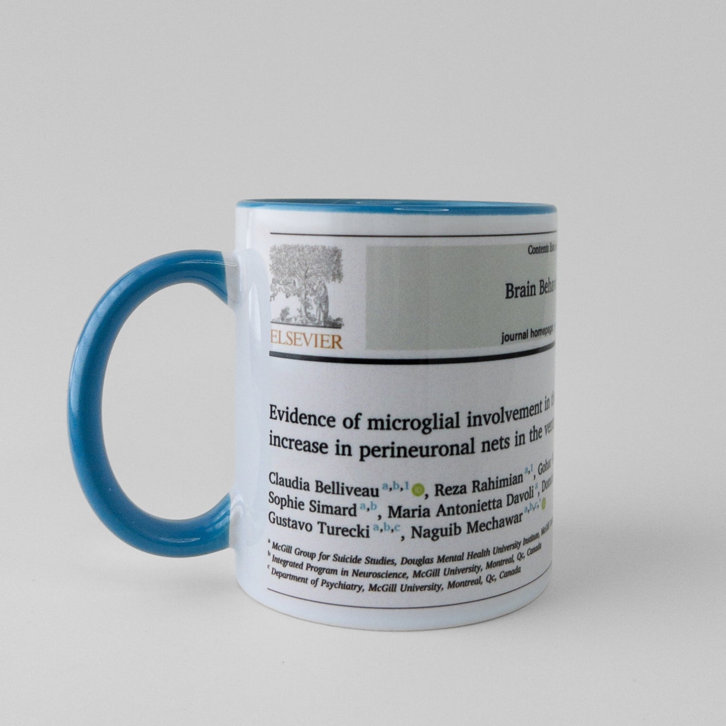 Celebrate your publication with a manuscript mug in light blue