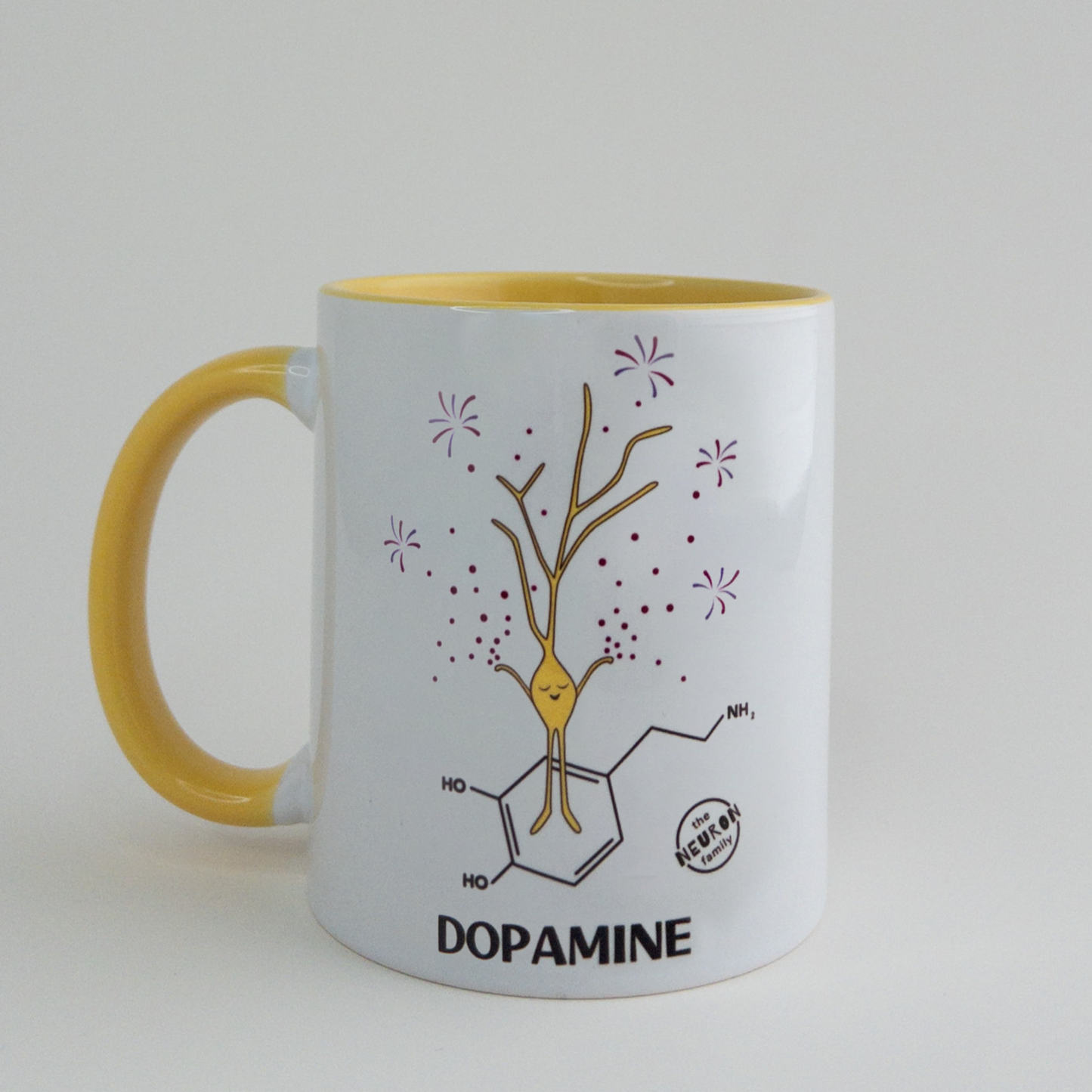 Dopamine Neuron from the Neuron Family on yellow mug