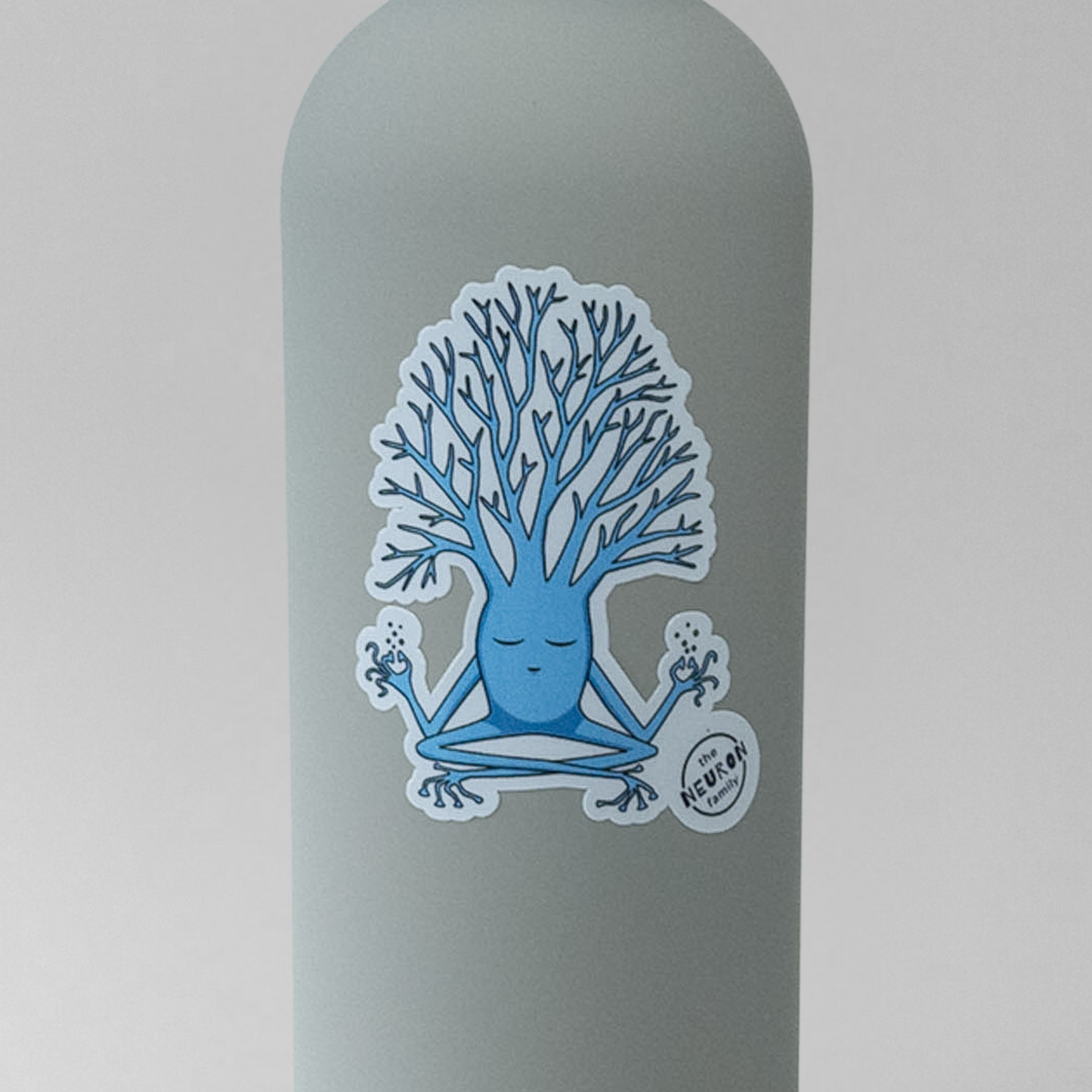 Meditation neuron sticker on water bottle