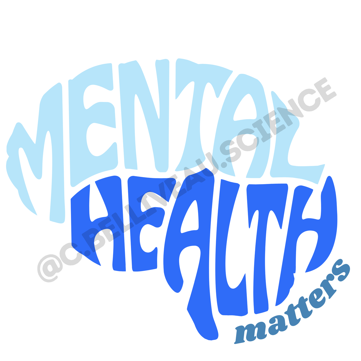 Mental Health Matters Blue vinyl sticker. Waterproof design for researchers and grad students celebrating academic milestones.