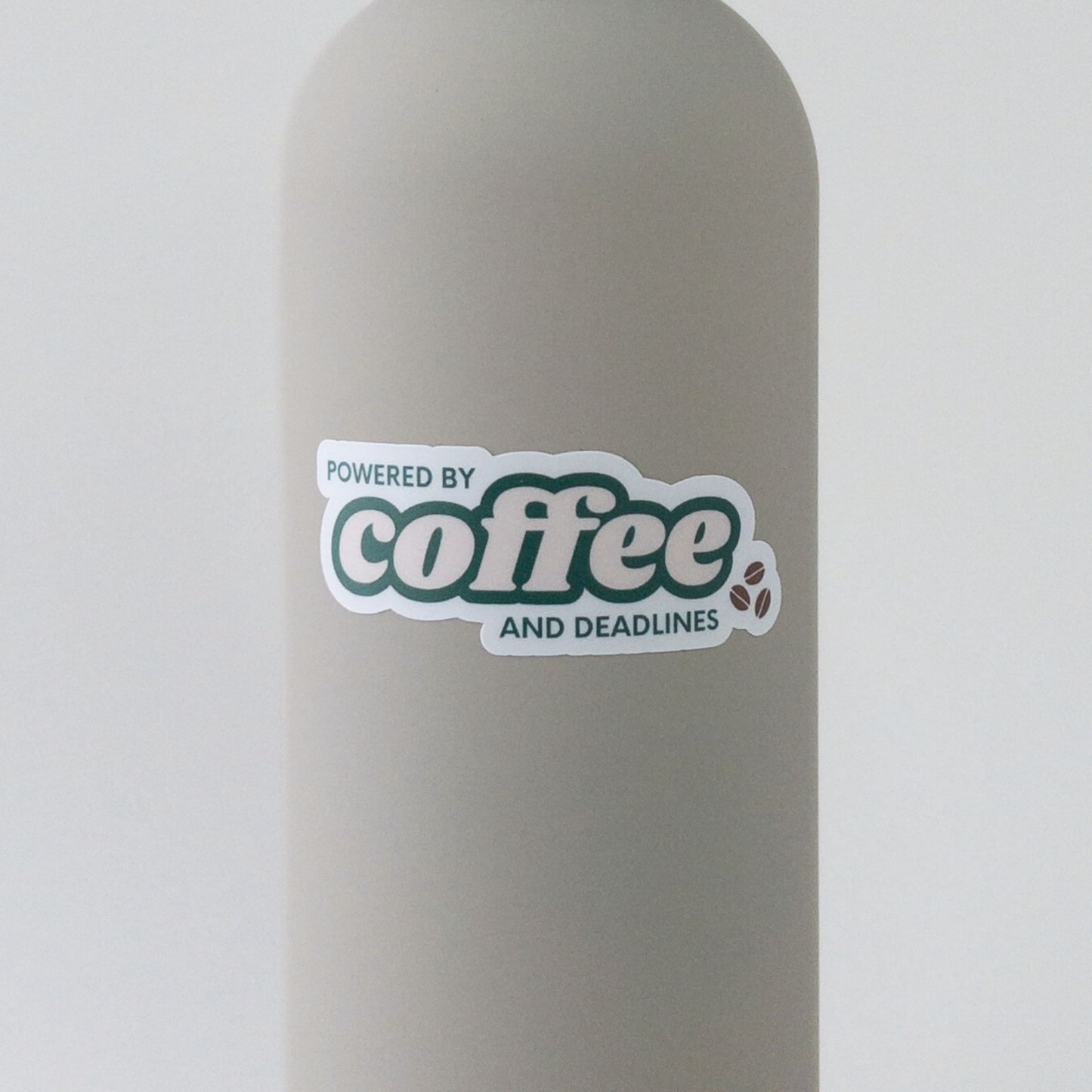 Powered by coffee and deadlines sticker for busy people