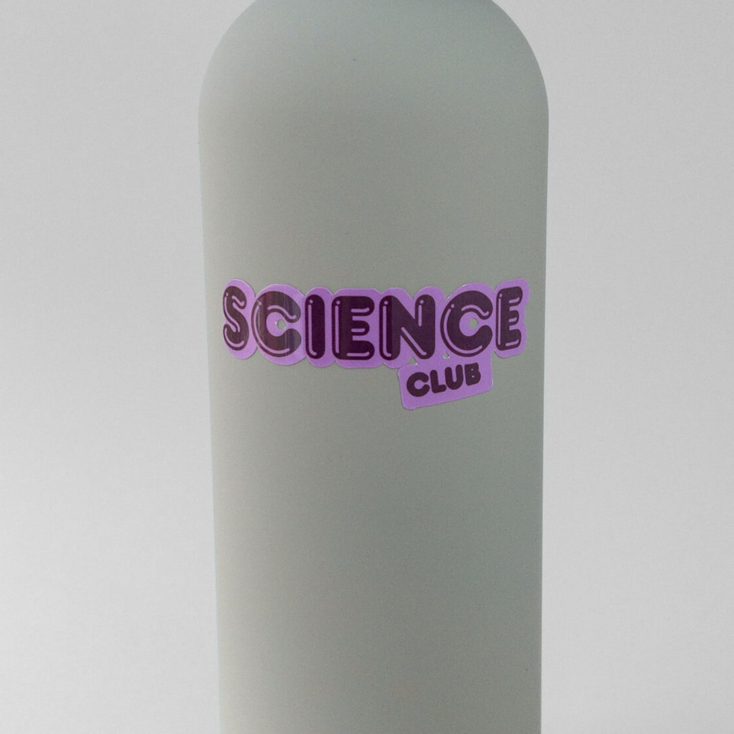 Science club sticker on water bottle