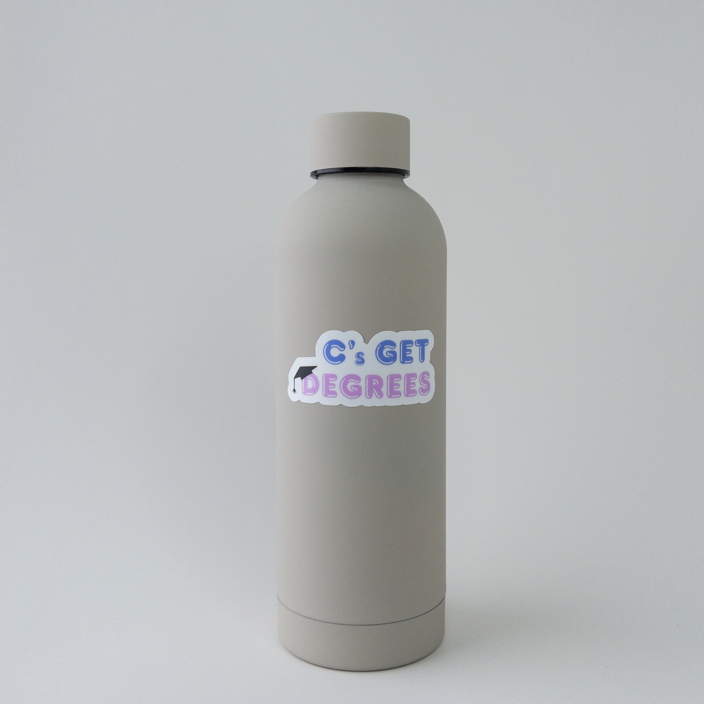 Cs get degrees vinyl sticker for lab laptops and notebooks. Humorous academic design for grad students and researchers.