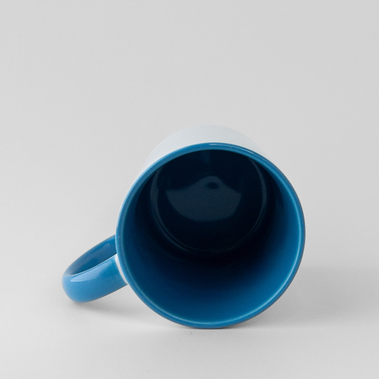 Customize your own mug with light blue handle and inside