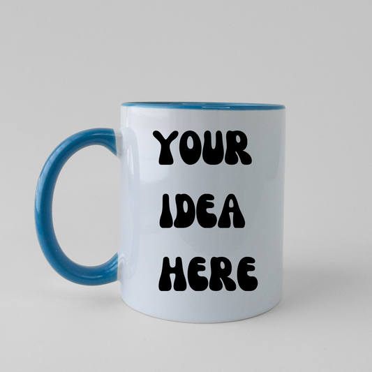Customize your own mug with light blue handle