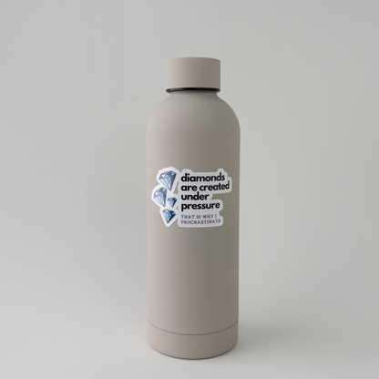 Diamonds are created under pressure that is why I procrastinate vinyl sticker for lab laptops and notebooks. Humorous academic design for grad students and researchers.