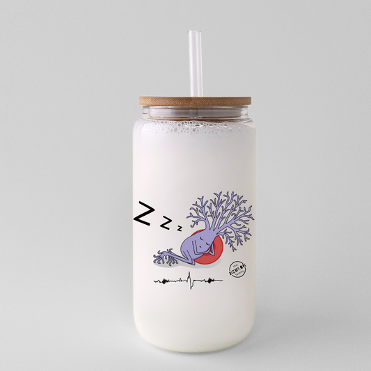 Sleepy Neuron from the Neuron Family on a glass can